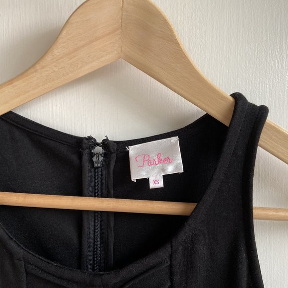 Parker Fay Ponte Pintucked Fit & Flare Dress, Black, X SMALL - Picture 3 of 4